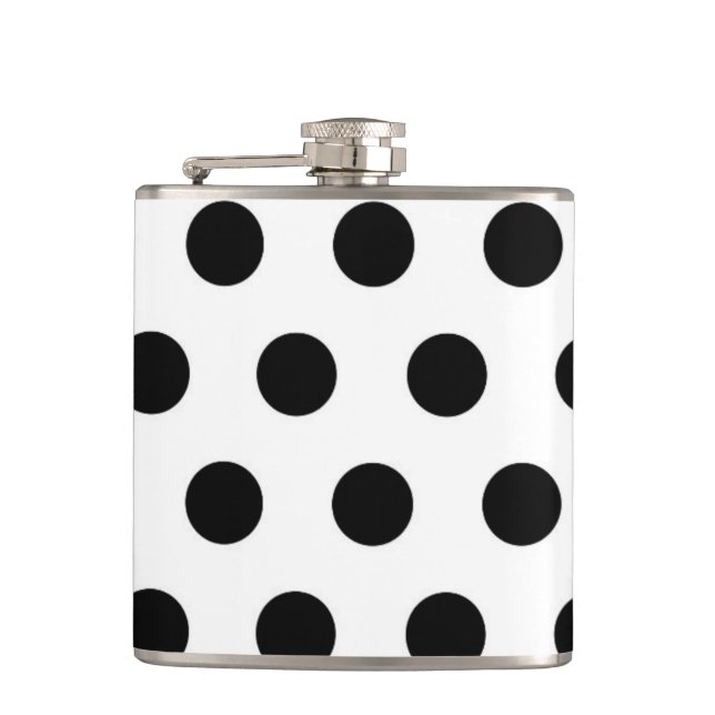 Petaca Pos de polka negro sobre blanco (Anverso)