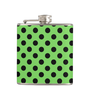 Petaca Pos de polka negro sobre verde lima