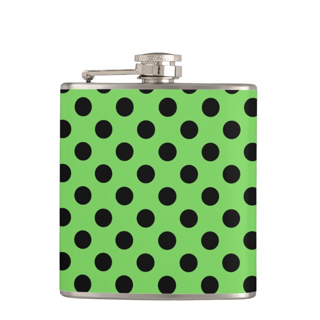 Petaca Pos de polka negro sobre verde lima (Anverso)
