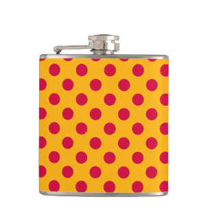 Petaca Pos rojos de polka sobre amarillo