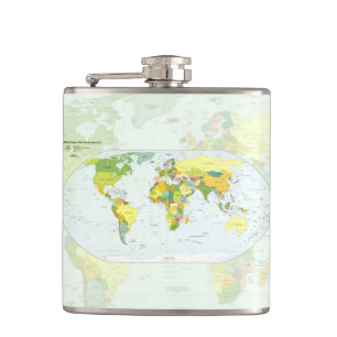 Petaca Póster de Atlas Mapa Mundial Político: Decoración
