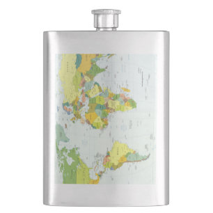 Petaca Póster de Atlas Mapa Mundial Político: Decoración