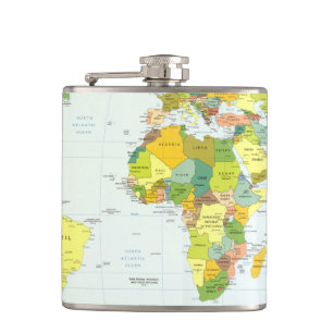 Petaca Póster de Atlas Mapa Mundial Político: Decoración