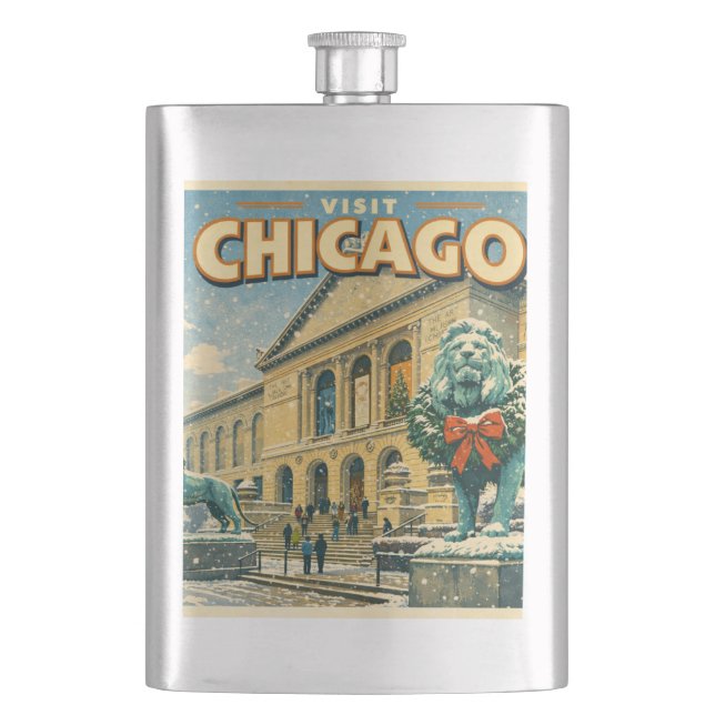 Petaca póster del Instituto de Arte de Chicago en inviern (Anverso)