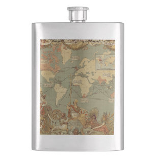 Petaca Póster del mapa mundial del Imperio Británico de 1