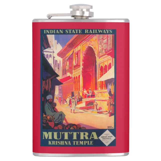 Petaca Poster del viaje del templo de Muttra Krishna (Anverso)