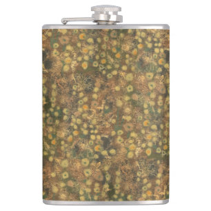 Petaca Pradera dorada, verde de oliva de patrón floral ab