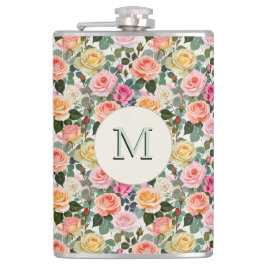 Petaca Preciosas Rosas Florales Botánicas Monogramadas