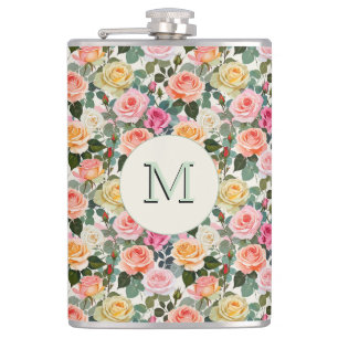 Petaca Preciosas Rosas Florales Botánicas Monogramadas