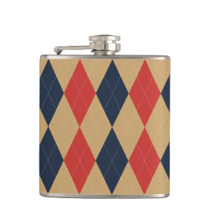Petaca Preppy Argyle Caqui Azul Marino Rojo Personalizado