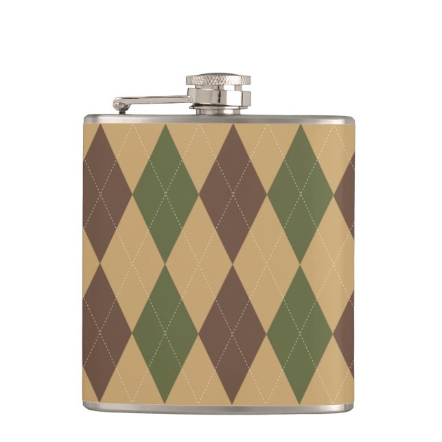 Petaca Preppy Argyle Caqui Verde Ejército Marrón Personal (Anverso)