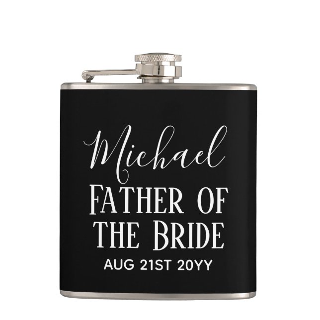 Petaca PRESUPUESTO Bestman Groomsmen Regalos Black White (Anverso)