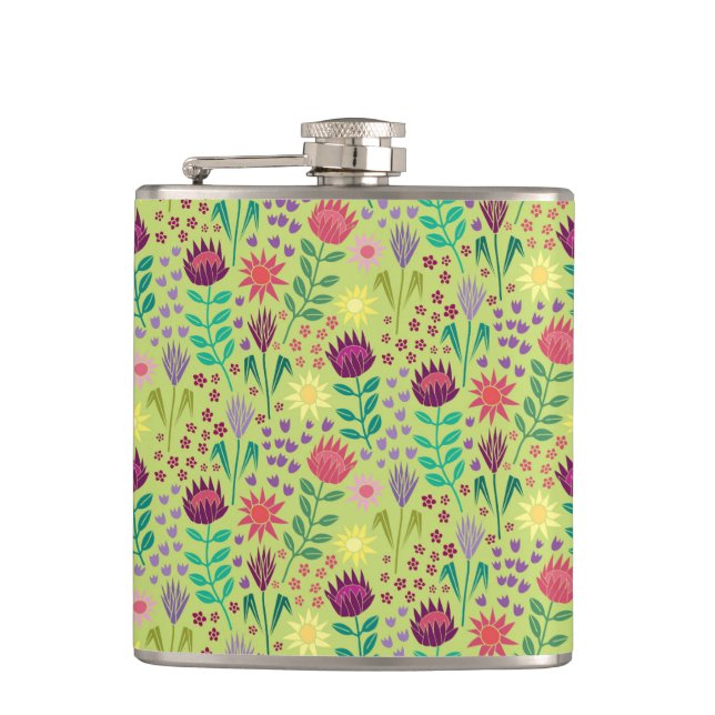 Petaca Protea Bloque Floral Imprimir Millefleur verde ale (Anverso)