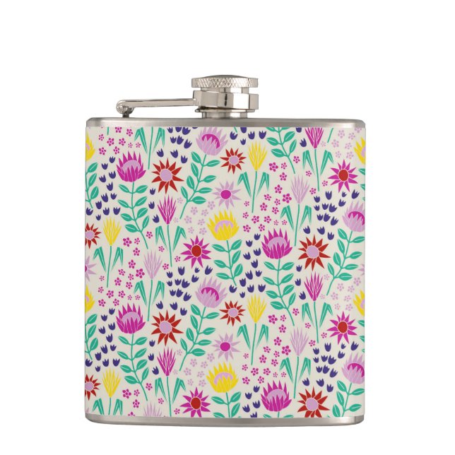 Petaca Protea Floral Block Print Millefleur Luces (Anverso)