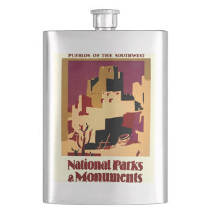 Petaca Pueblos Antiguos del Suroeste Arte de Cartel WPA