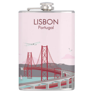 Petaca Puente de Lisboa sobre el río Tajo al estilo vinta