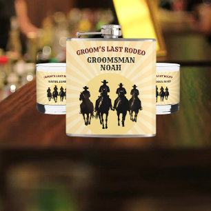 Petaca Puesta de sol de la última rodeo del novio Groomsm