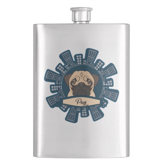 Petaca pug en la ciudad (Anverso)