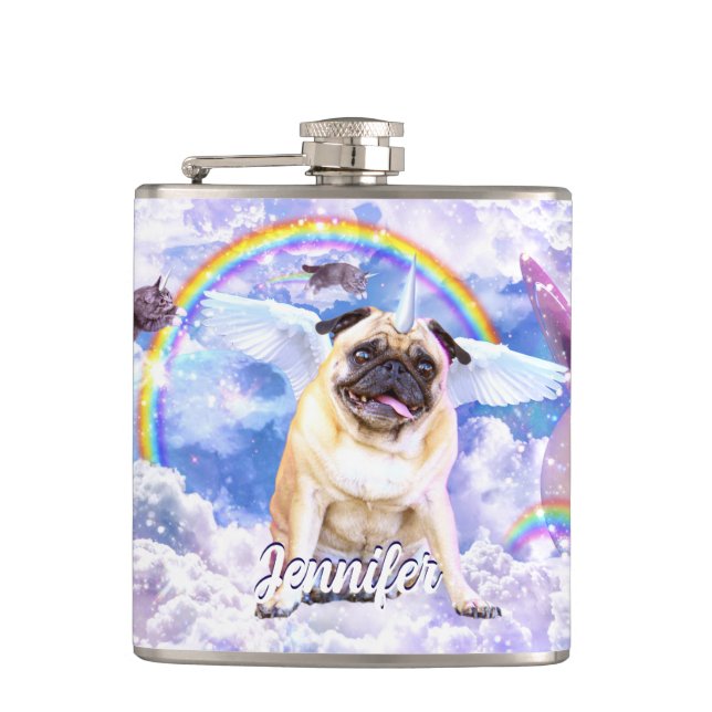 Petaca Pug unicorn - Cute pugicorn (Anverso)