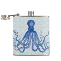 Pulpo azul del vintage con las anclas