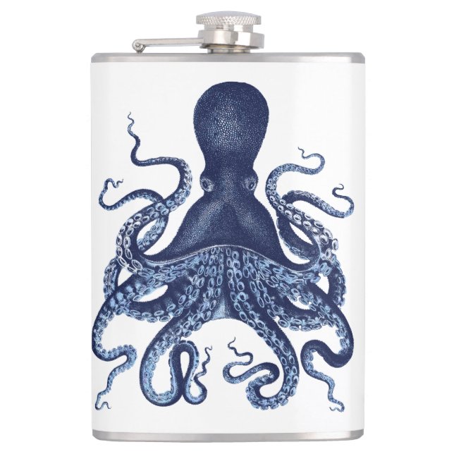 Petaca Pulpo, Kraken, cosecha, grabado , náutica, mamáes (Anverso)