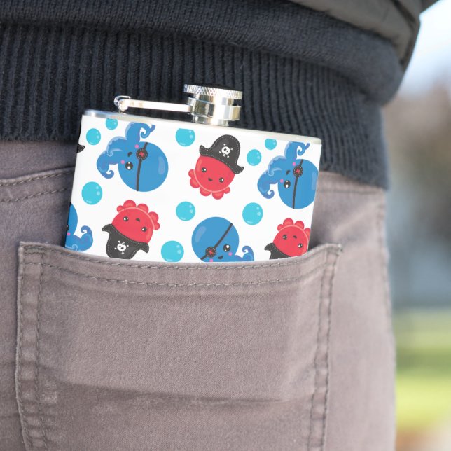 Petaca Pulpo pirata, patrón de pulpo, animales marinos (In Situ)