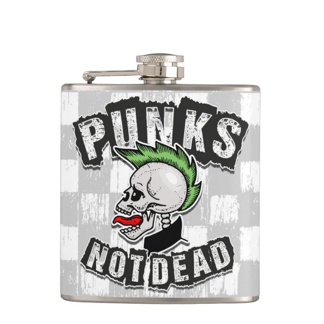 Petaca Punks No Muertos Cráneo Mohawk Punk Rock Rocker (Anverso)