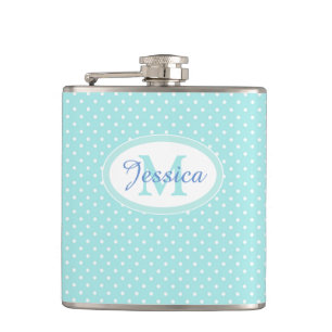 Petaca Punto de Polka azul Pastel Personalizado