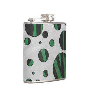 Petaca Punto de polka verde y negro de cebra