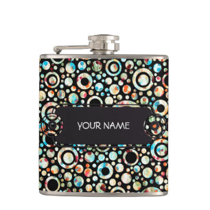 Petaca Puntos de color y patrón de círculo + texto y fond