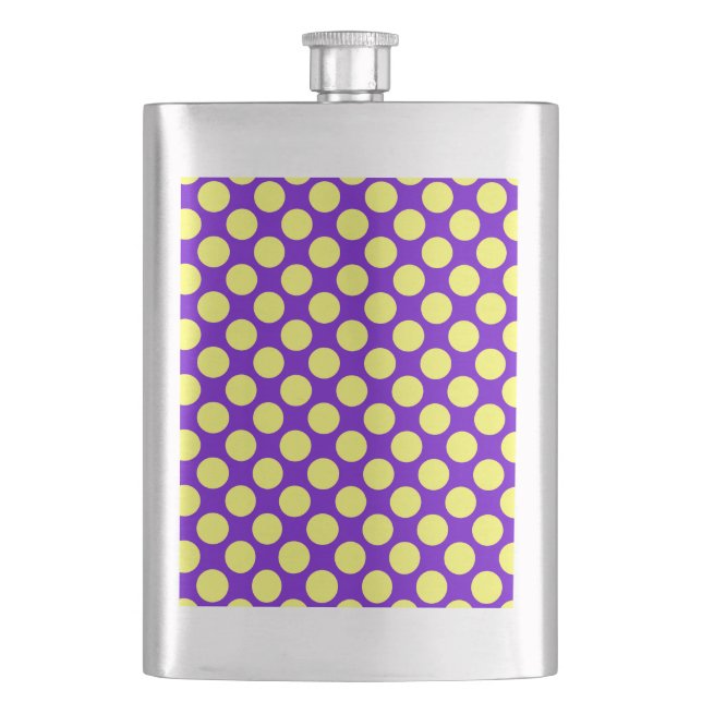 Petaca Puntos de Polka Amarillo con fondo morado STaylor (Anverso)
