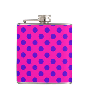 Petaca Puntos de polka azul en fuchsia