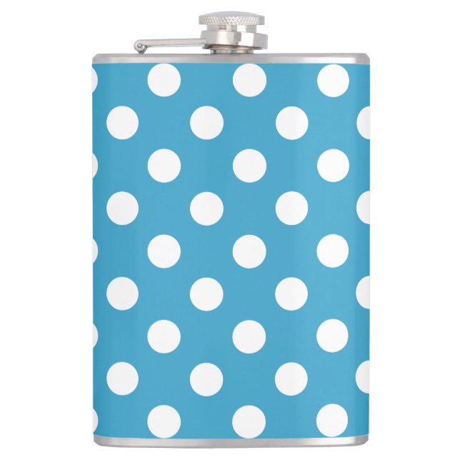 Petaca Puntos de Polka Blanco sobre fondo azul pavo real (Anverso)