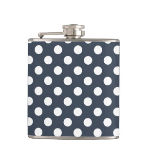 Petaca Puntos de polka blanco sobre gris azul
