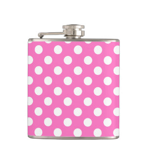 Petaca Puntos de polka blanco sobre rosa