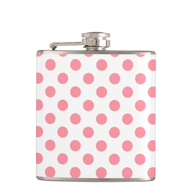 Petaca Puntos de polka coral y blanco (Anverso)