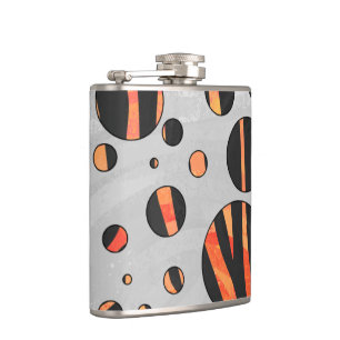 Petaca Puntos de polka negro y Naranja de cebra