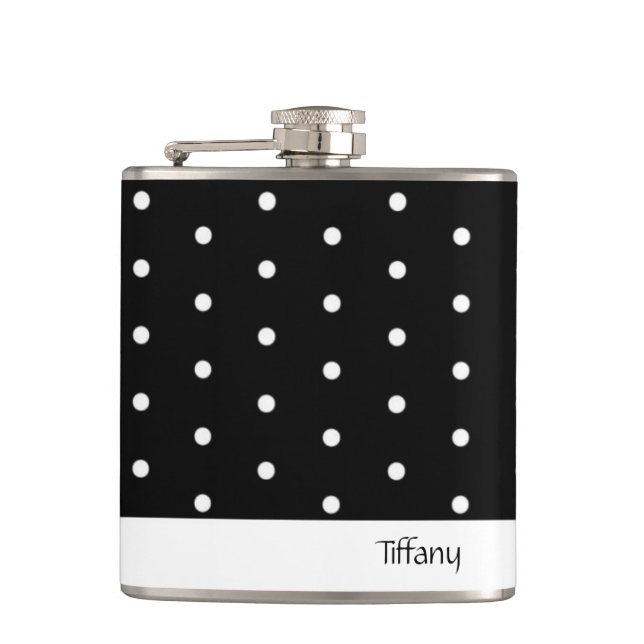 Petaca Puntos de polka negros y blancos (Anverso)