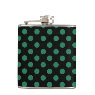 Petaca Puntos de polka verdes y negros