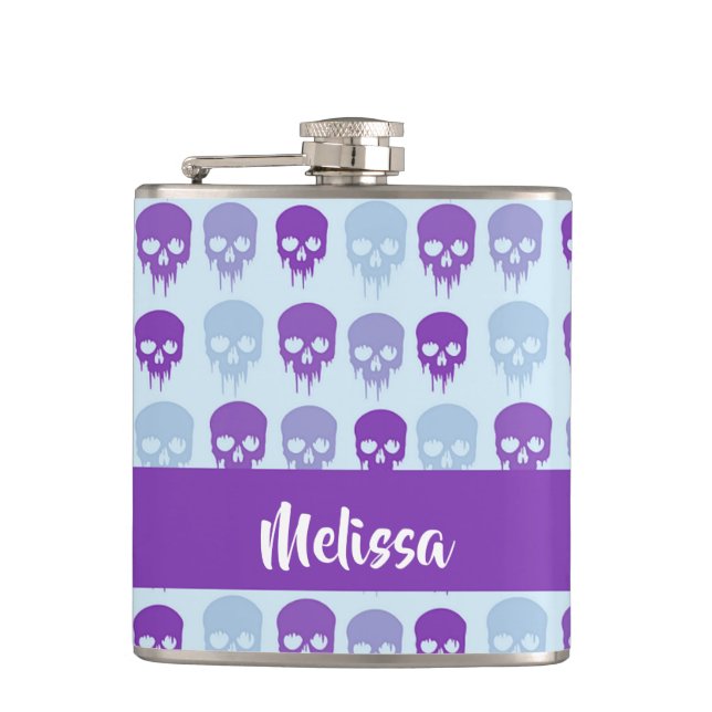 Petaca Purple and blue melting skulls pattern (Anverso)