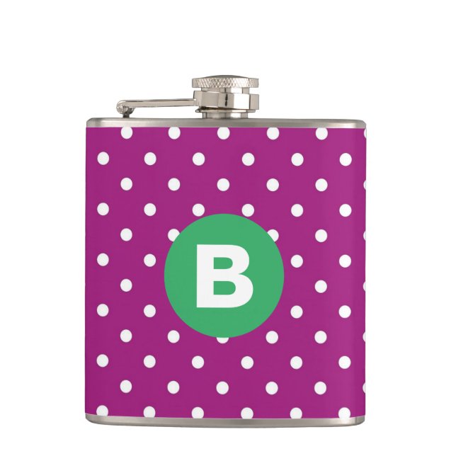 Petaca Purple Polka Dot Pattern Green Monogram (Anverso)