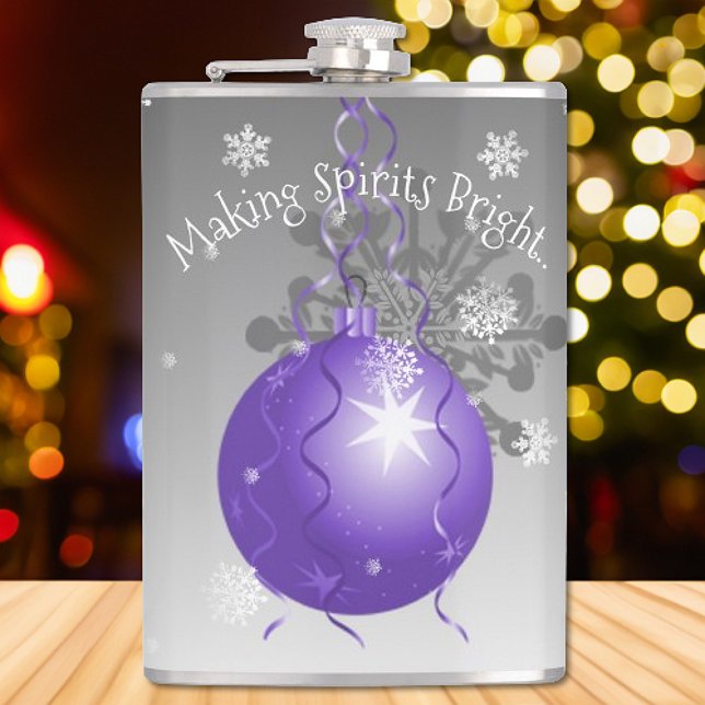 Petaca Púrpura Fancy Christmas Ornamask (Purple Fancy Christmas Ornament Flask)