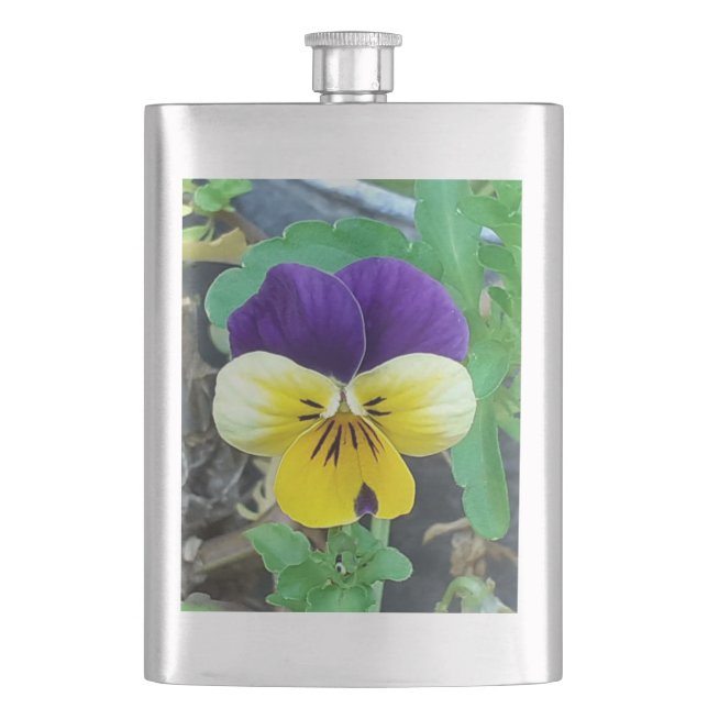 Petaca Púrpura y amarillo Pansy Classic Flask (Anverso)