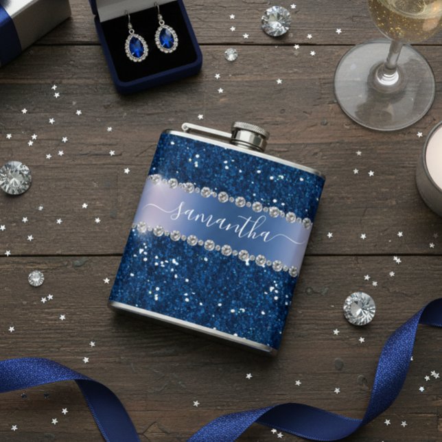 Petaca Purpurina azul de la marina parece mordedura Metal (Subido por el creador)