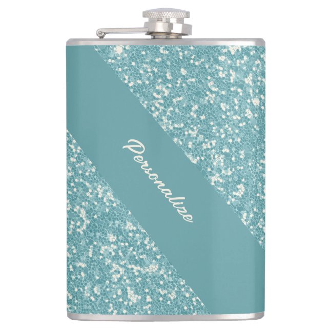 Petaca Purpurina azul suave Moda de moda Fl personalizado (Anverso)