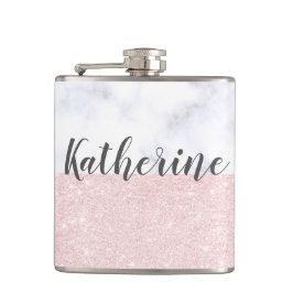 Petaca Purpurina color de rosa femenino elegante del oro