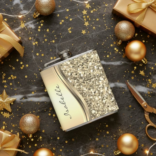 Petaca Purpurina de imitación plateada Glam Bling Metaliz (Subido por el creador)