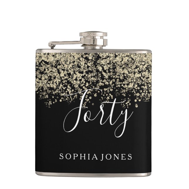 Petaca Purpurina de oro mujeres hombres regalo de Fiesta  (Anverso)