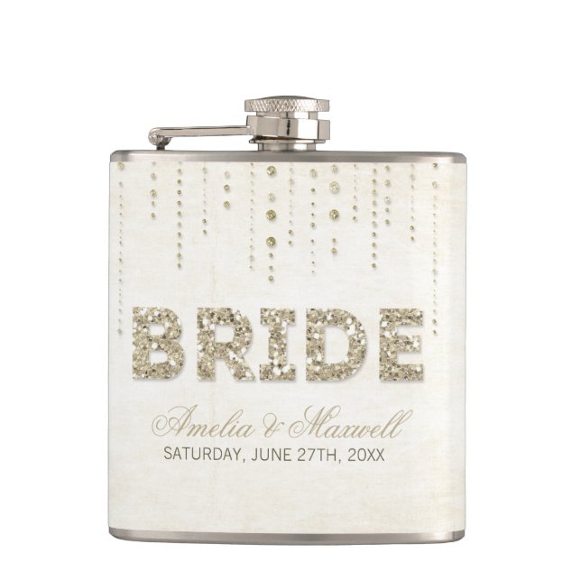 Petaca Purpurina dorado Look Bride Flask (Anverso)