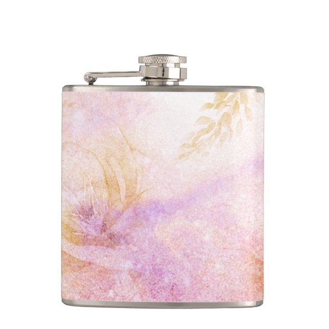 Petaca Purpurina floral del melocotón de la lavanda del (Anverso)